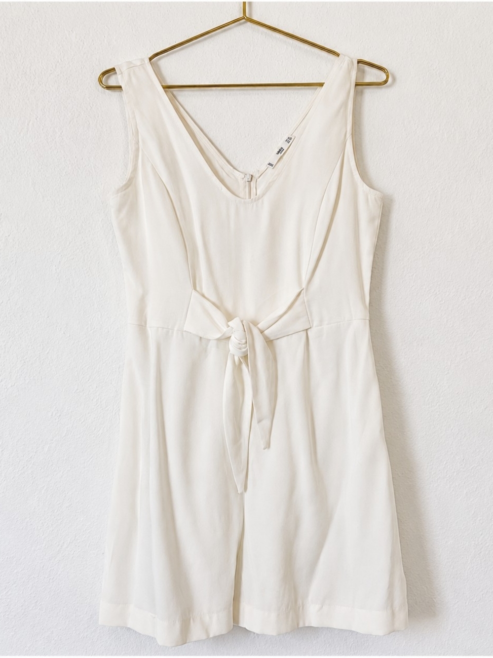 MNG Casual White Tie-Front Romper | Size S